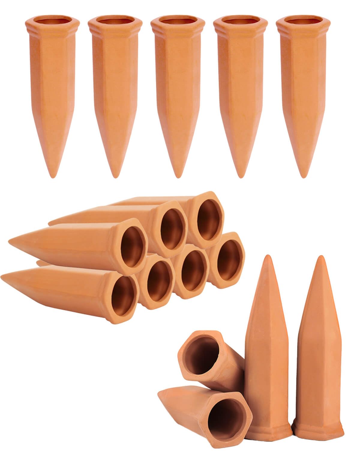 vensovo vista frontal del juego de picos de terracota, solución de riego práctica