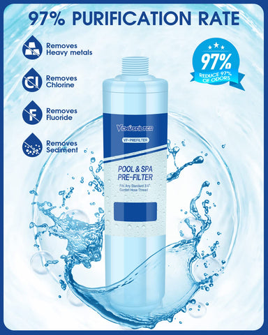VENUSFILTER filtro en uso llenando una piscina, reduce sedimentos visibles