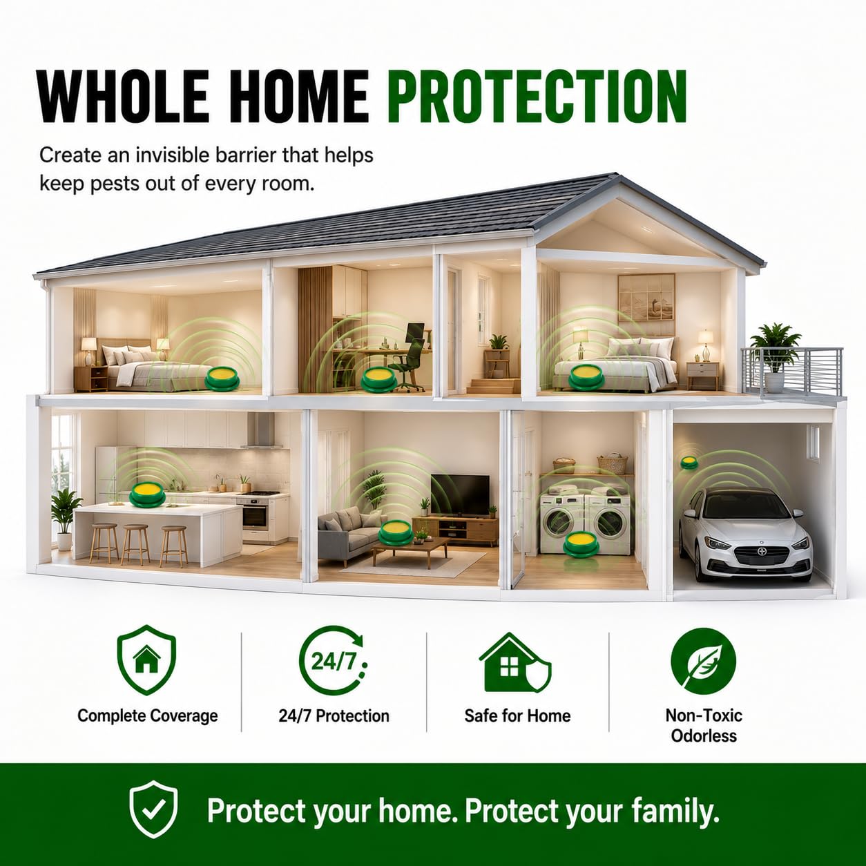 Veridianprotect trampa en cocina, control discreto cerca de fuentes de alimento