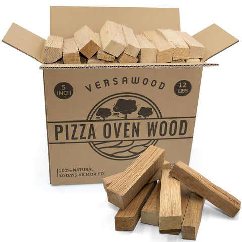 VERSAWOOD paquete frontal mostrando troncos listos para horno, facilita almacenamiento