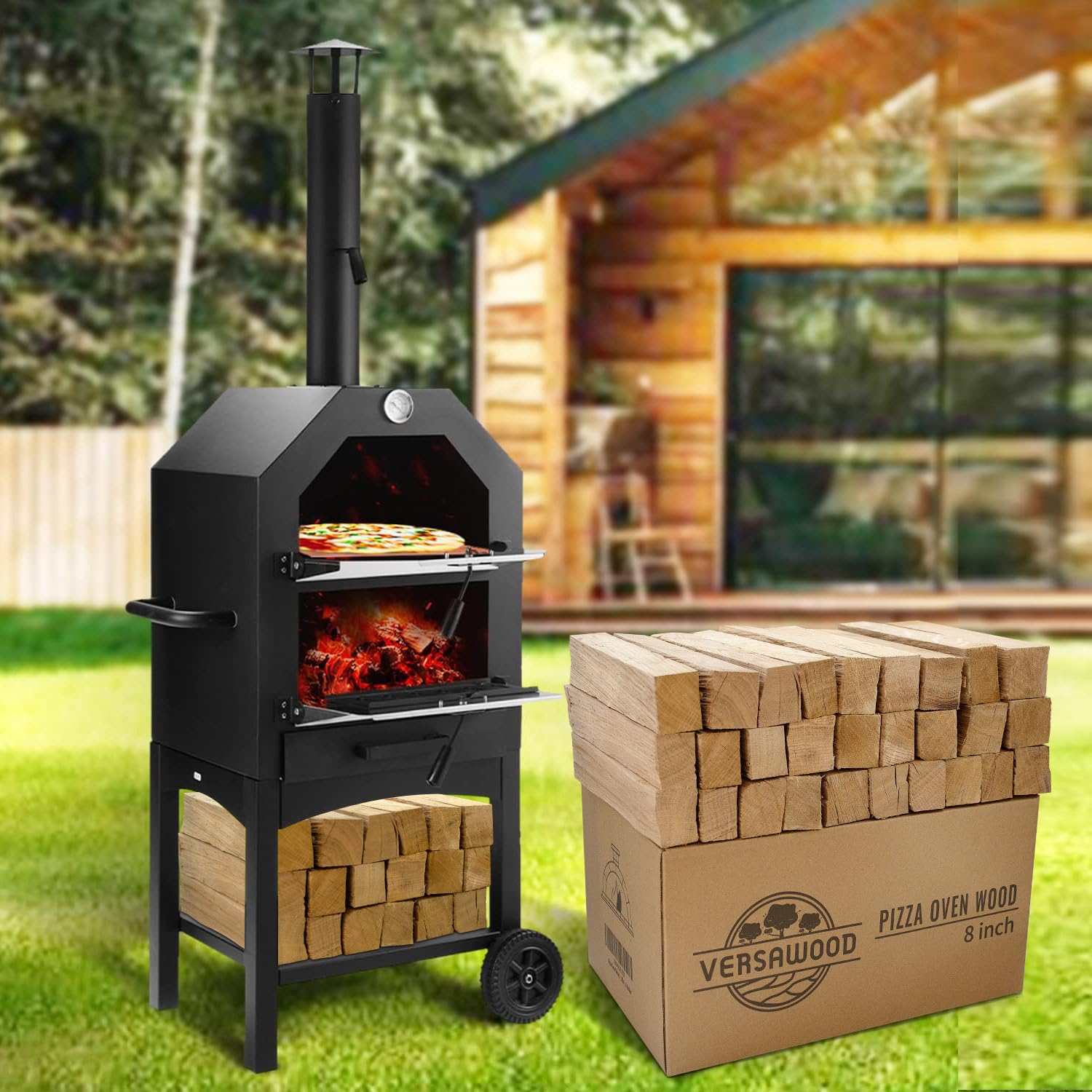 VERSAWOOD pila de leña en garaje cubierta, almacenamiento ordenado