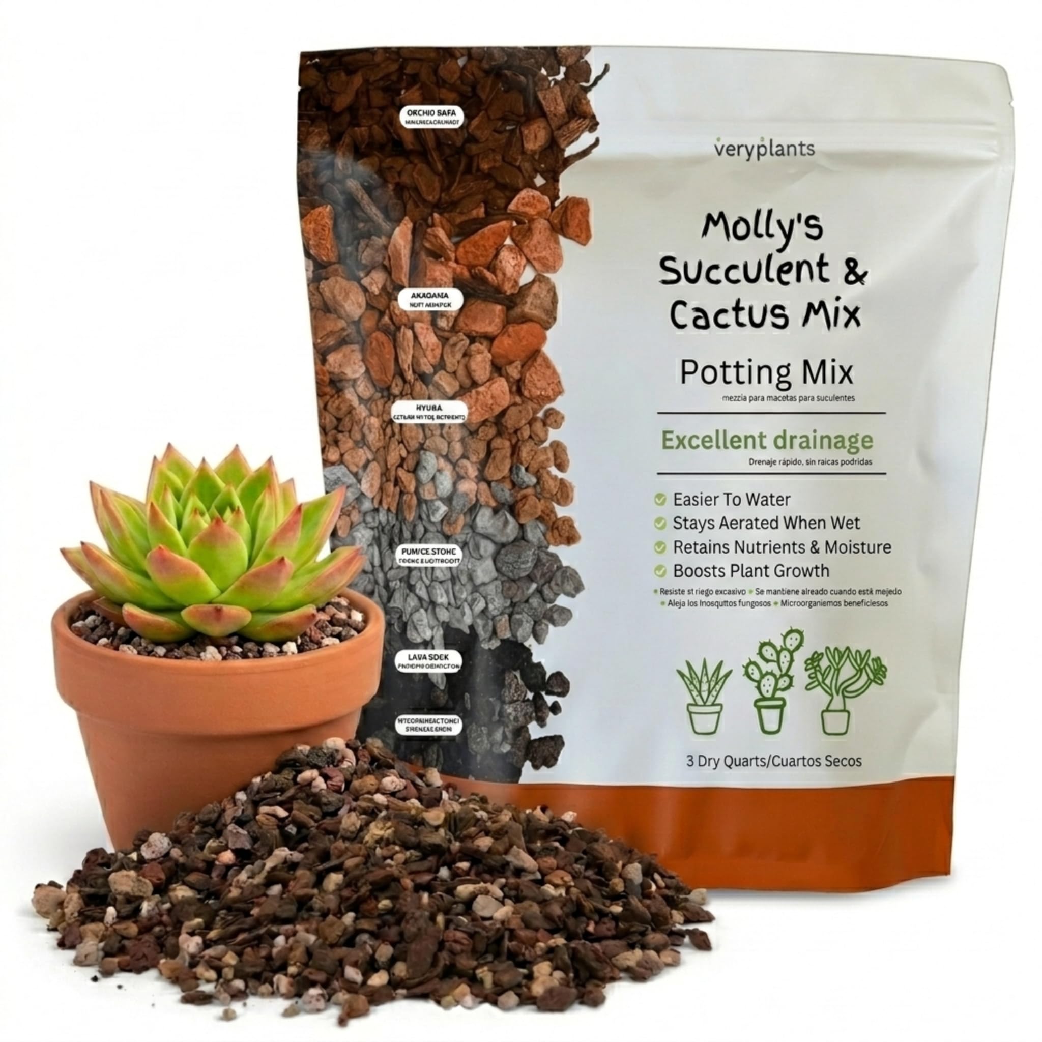 veryplants empaque frontal mostrando la bolsa resellable y beneficios