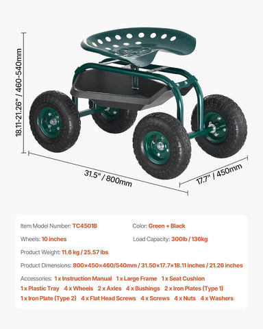 VEVOR comparación de tamaño con persona mostrando escala y portabilidad del carrito