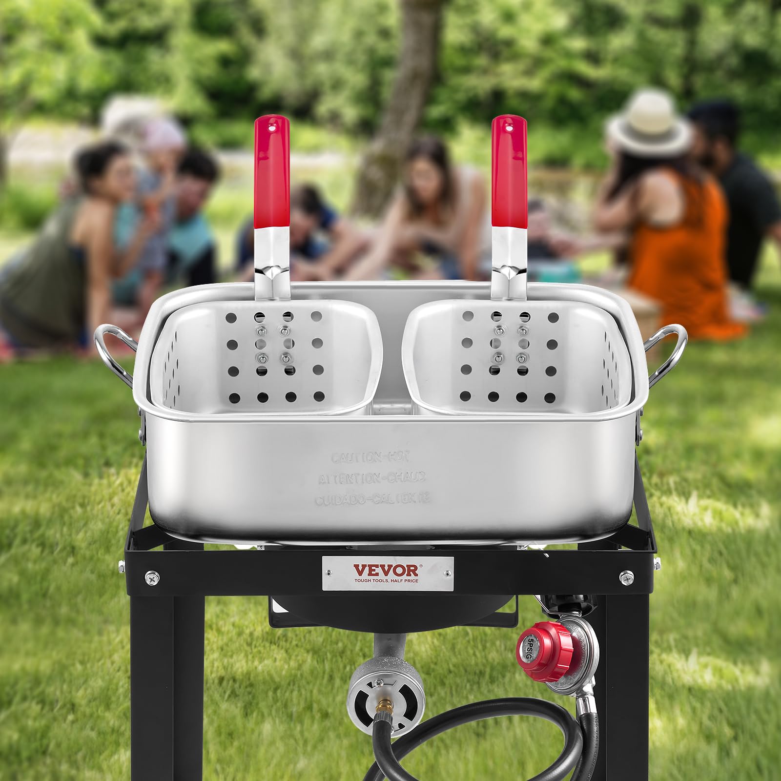 VEVOR comparacion de tamaño con manos para mostrar capacidad de 18 Qt