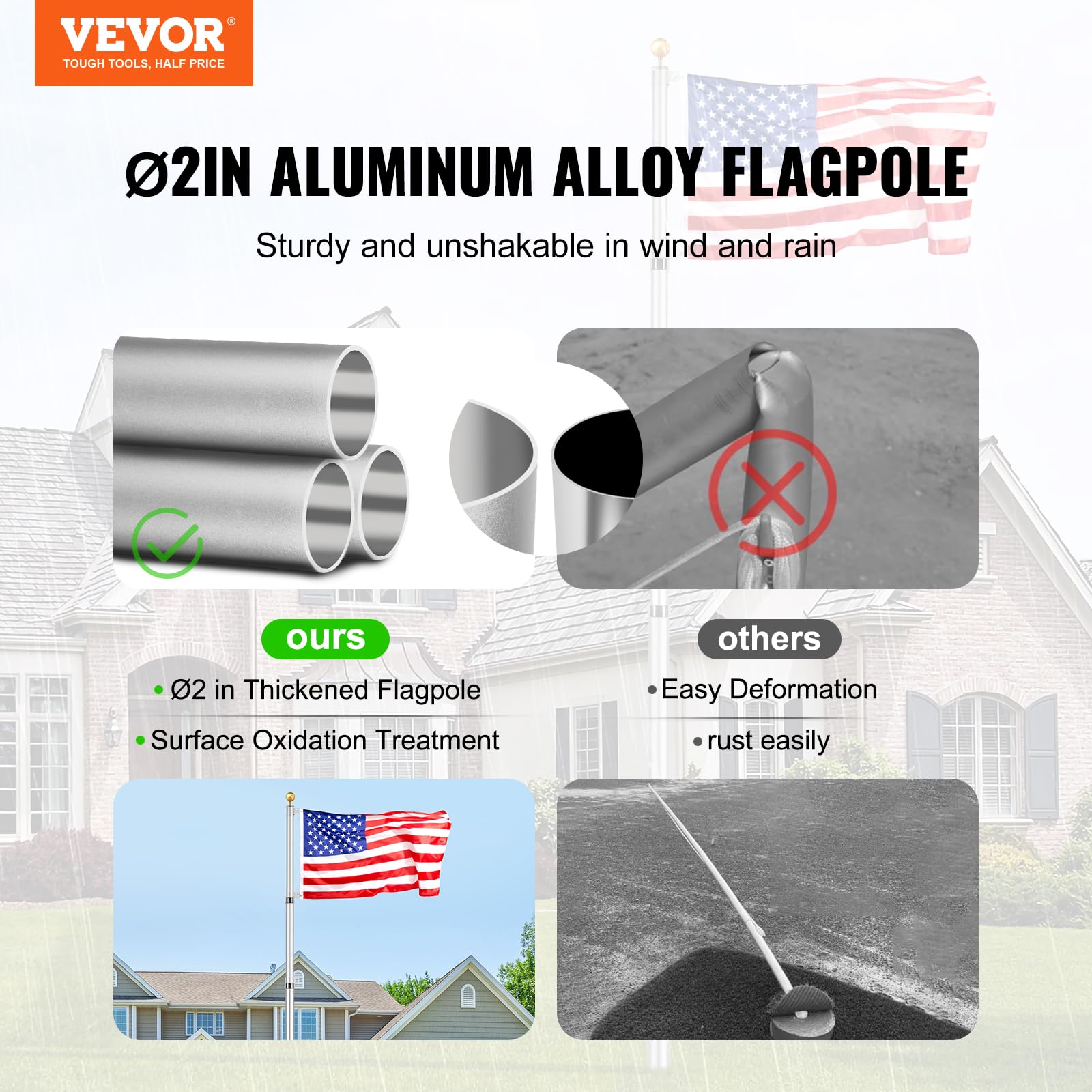 VEVOR detalle del aluminio oxidado que protege y embellece el poste