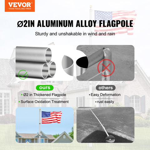 VEVOR detalle del aluminio oxidado que protege y embellece el poste