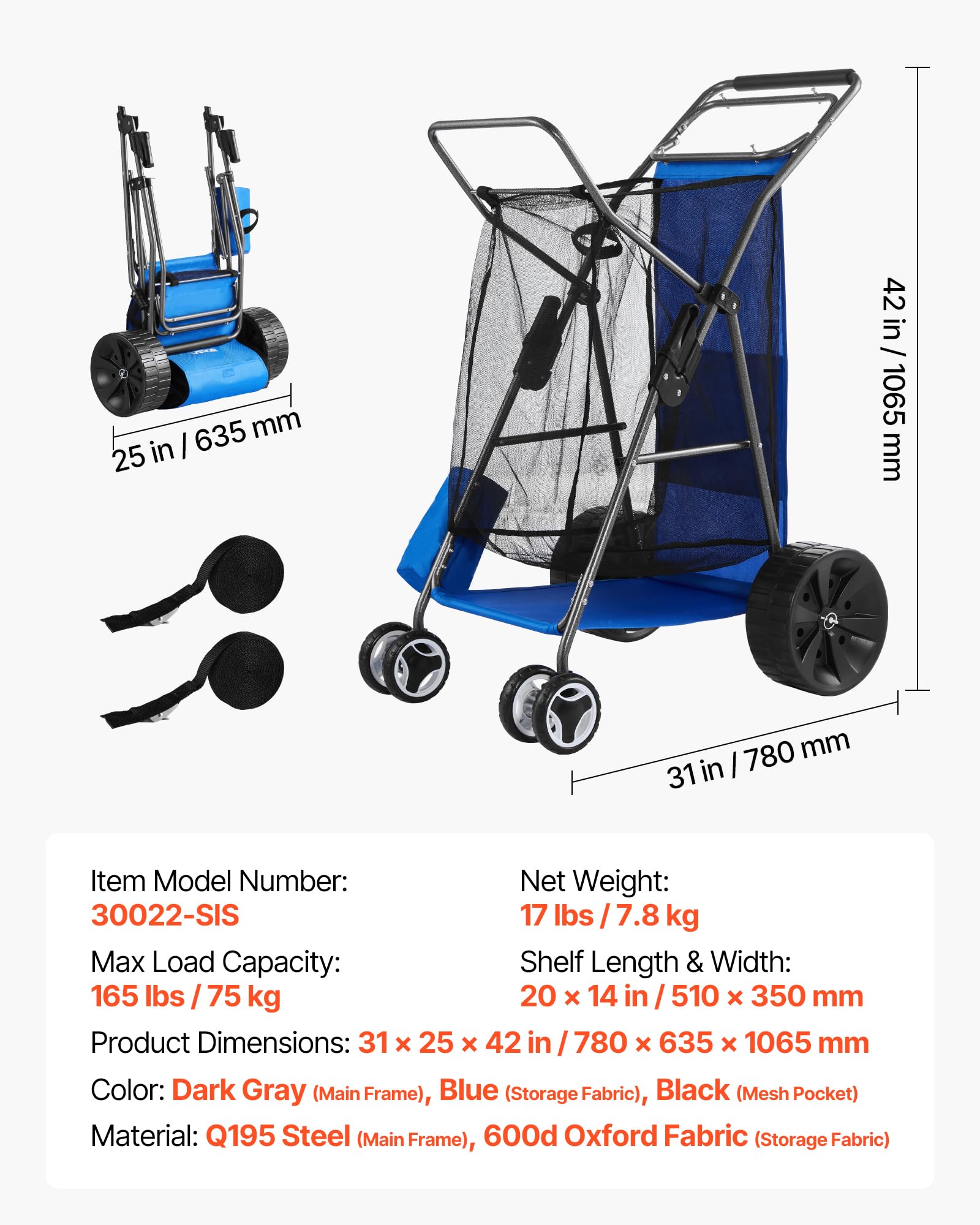 VEVOR carrito en uso en la playa facilita transportar equipo