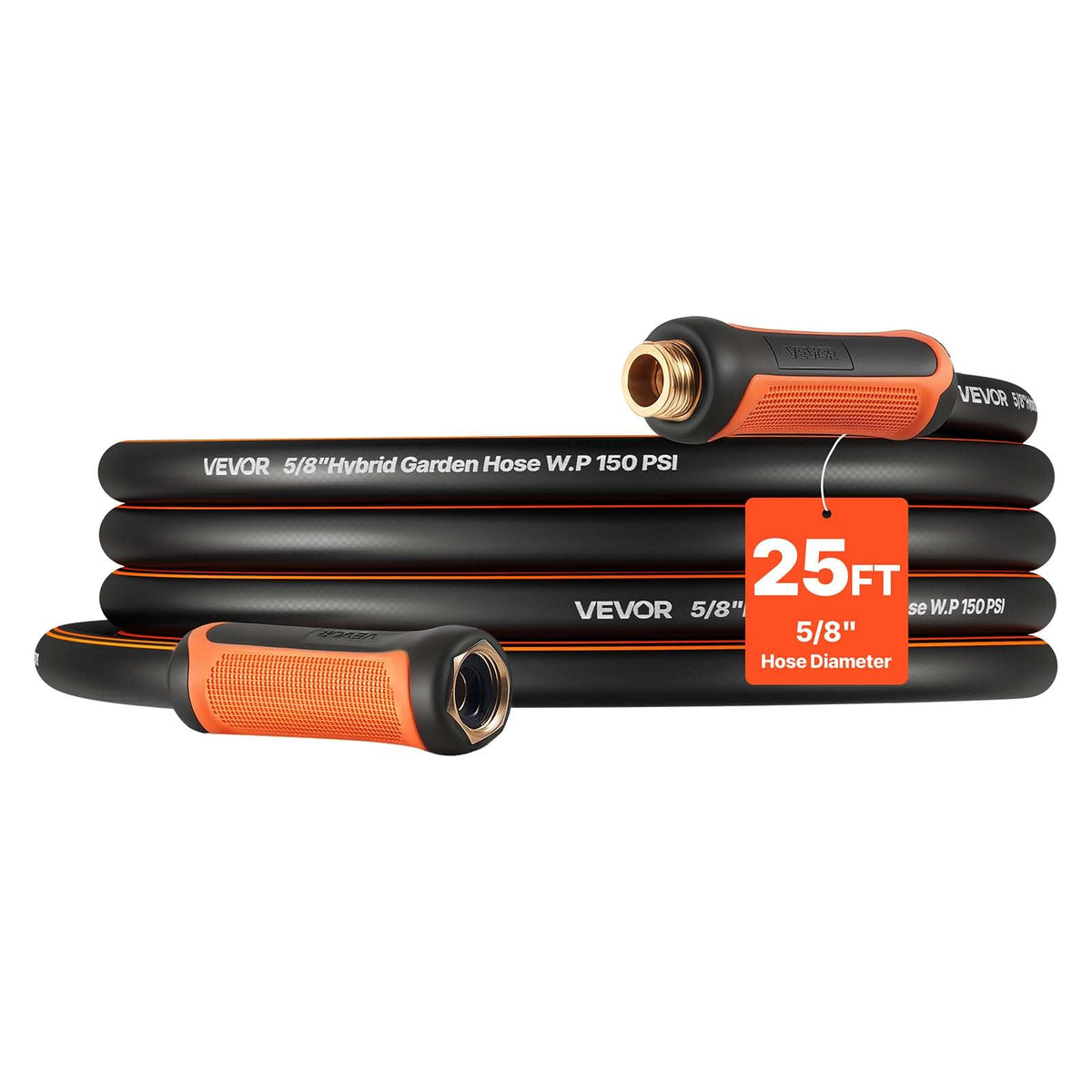 VEVOR manguera frontal mostrando longitud y color durable