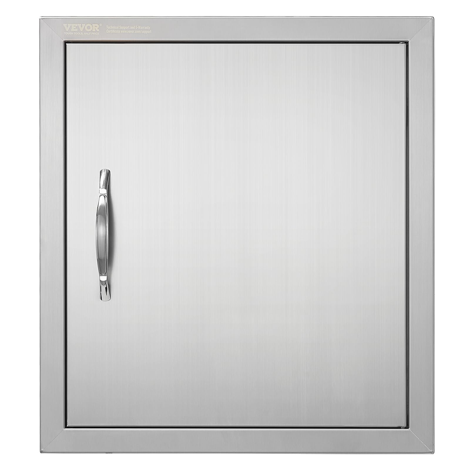 VEVOR puerta de acceso frontal mostrando acabado inoxidable y ajuste perfecto