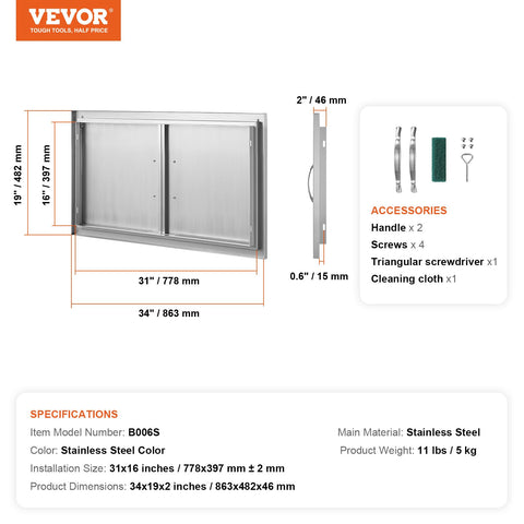 VEVOR puerta instalada en isla de barbacoa integrando diseño exterior