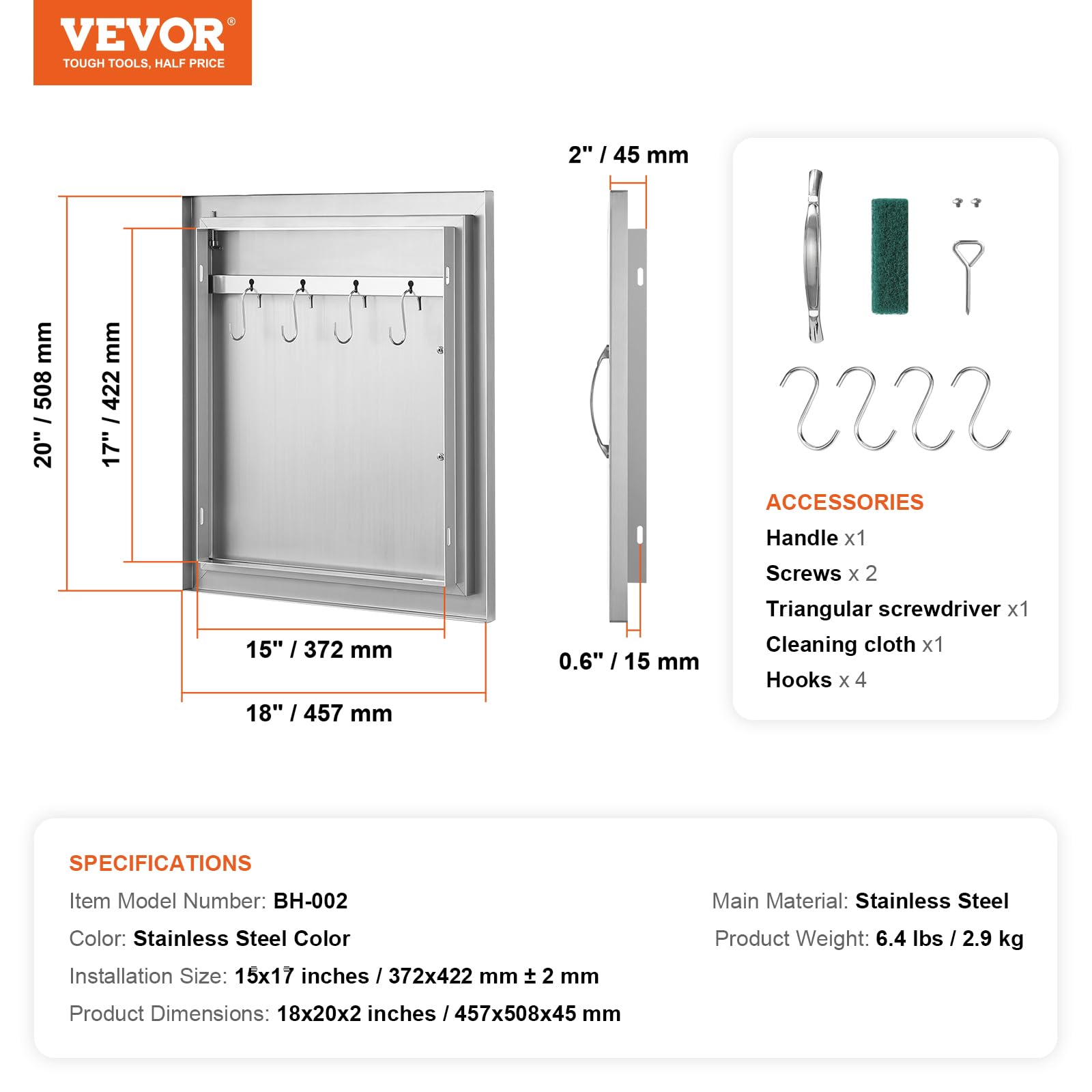 VEVOR comparación de tamaño junto a una regla para comprobar medidas exactas