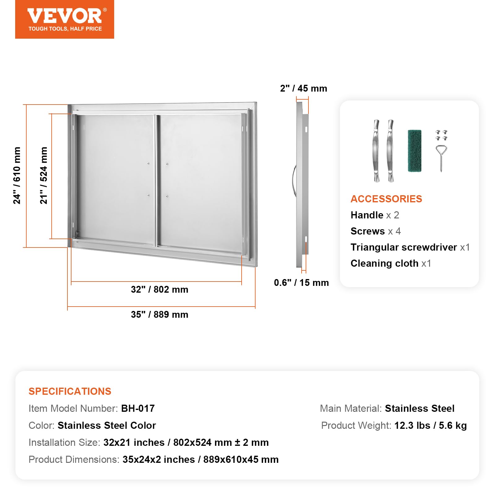 VEVOR textura de acero inoxidable fácil de limpiar y resistente