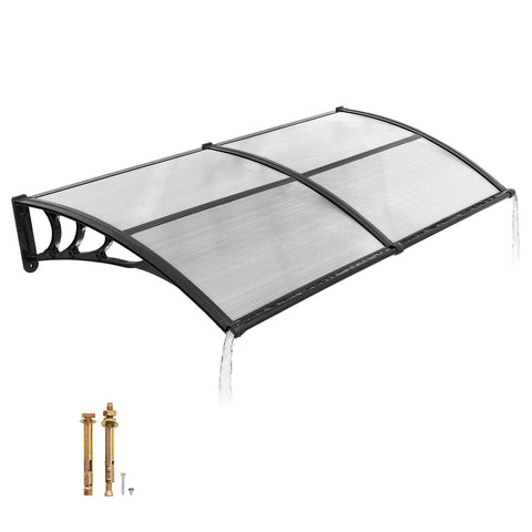 VEVOR toldo instalado en puerta frontal mostrando protección contra lluvia