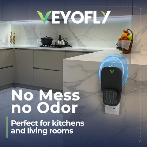 VEYOFLY comparación de tamaño con una taza para visualizar dimensiones