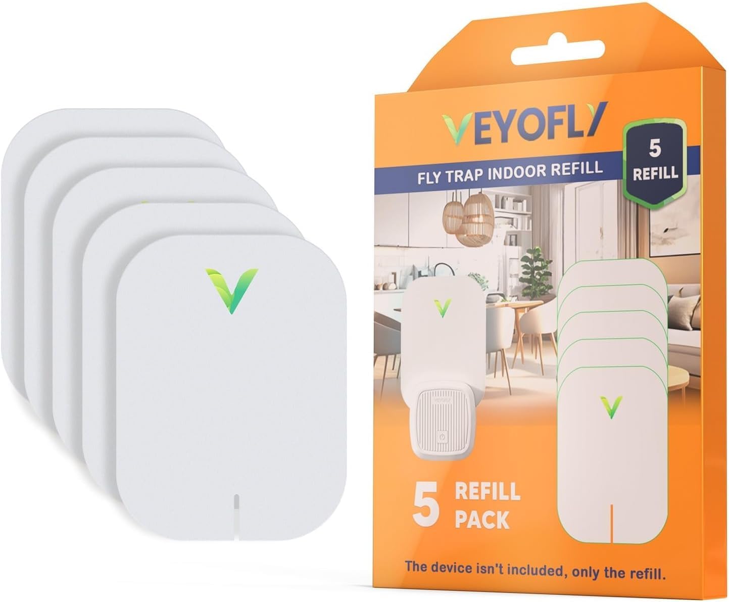 VEYOFLY empaque frontal 5 unidades mostrando recambios y beneficio conveniencia