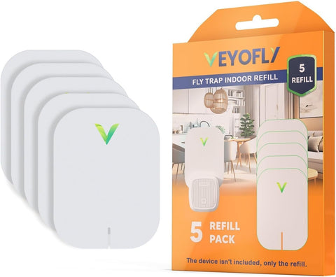 VEYOFLY empaque frontal 5 unidades mostrando recambios y beneficio conveniencia