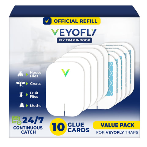 VEYOFLY empaque frontal mostrando 10 recambios y beneficio de reposición rápida