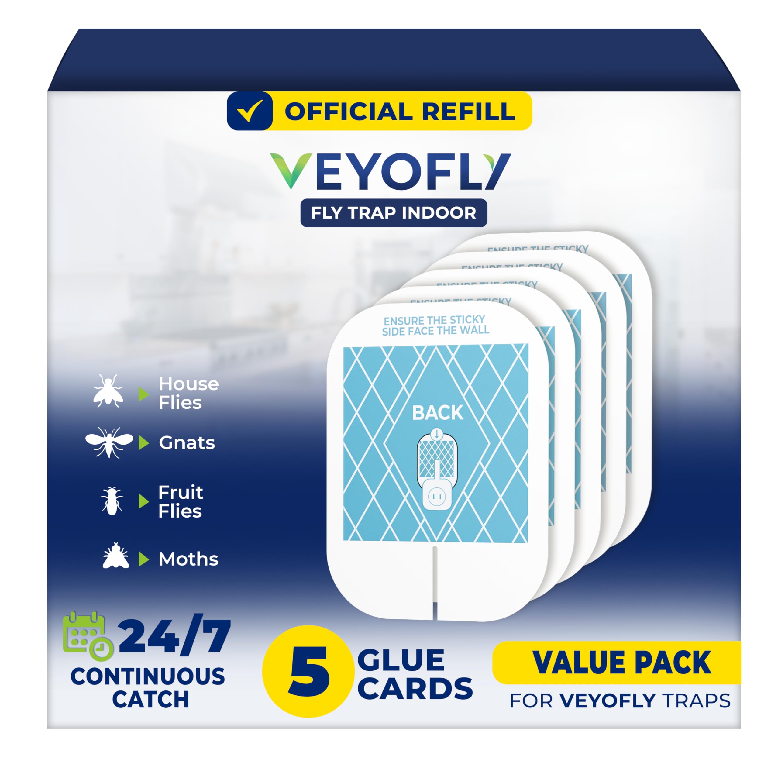 VEYOFLY paquete frontal de recambios mostrando cinco placas para reposición eficaz