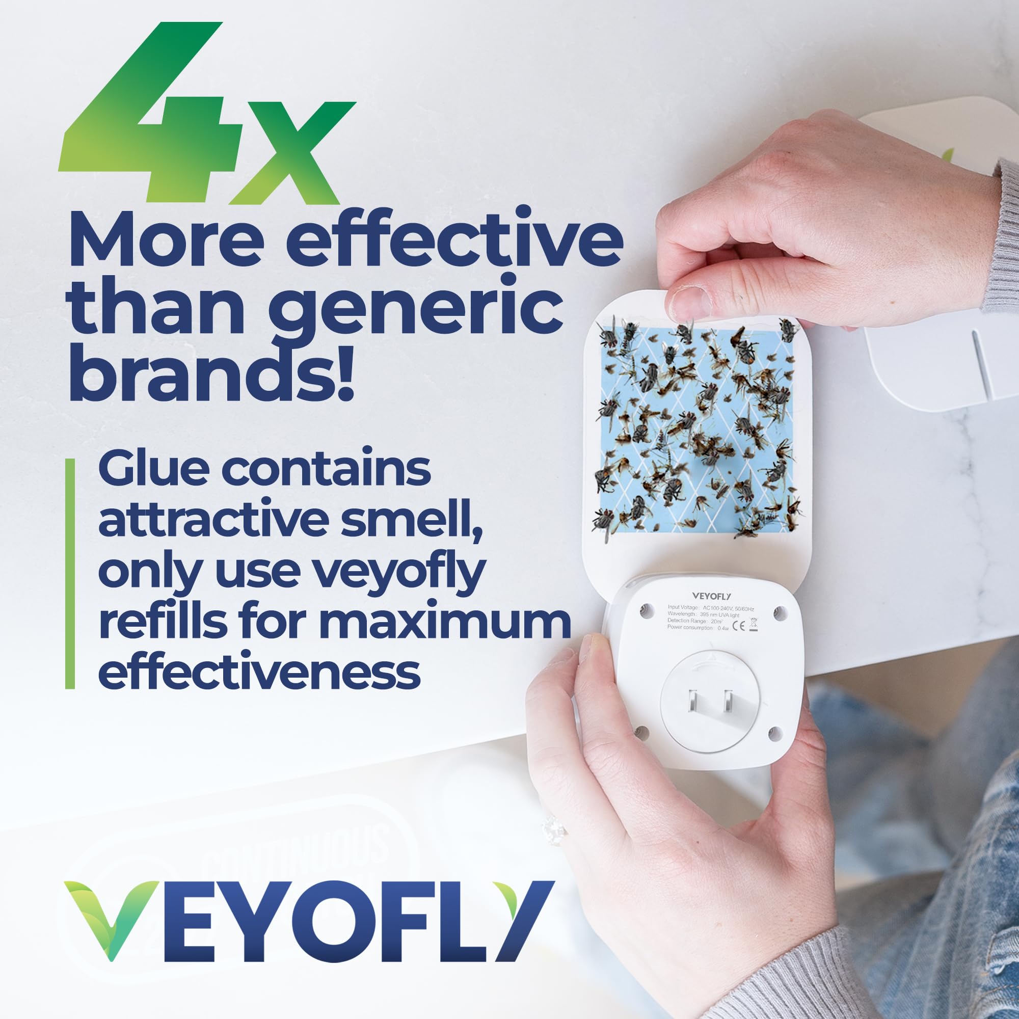 VEYOFLY empaque lateral mostrando información y compatibilidad