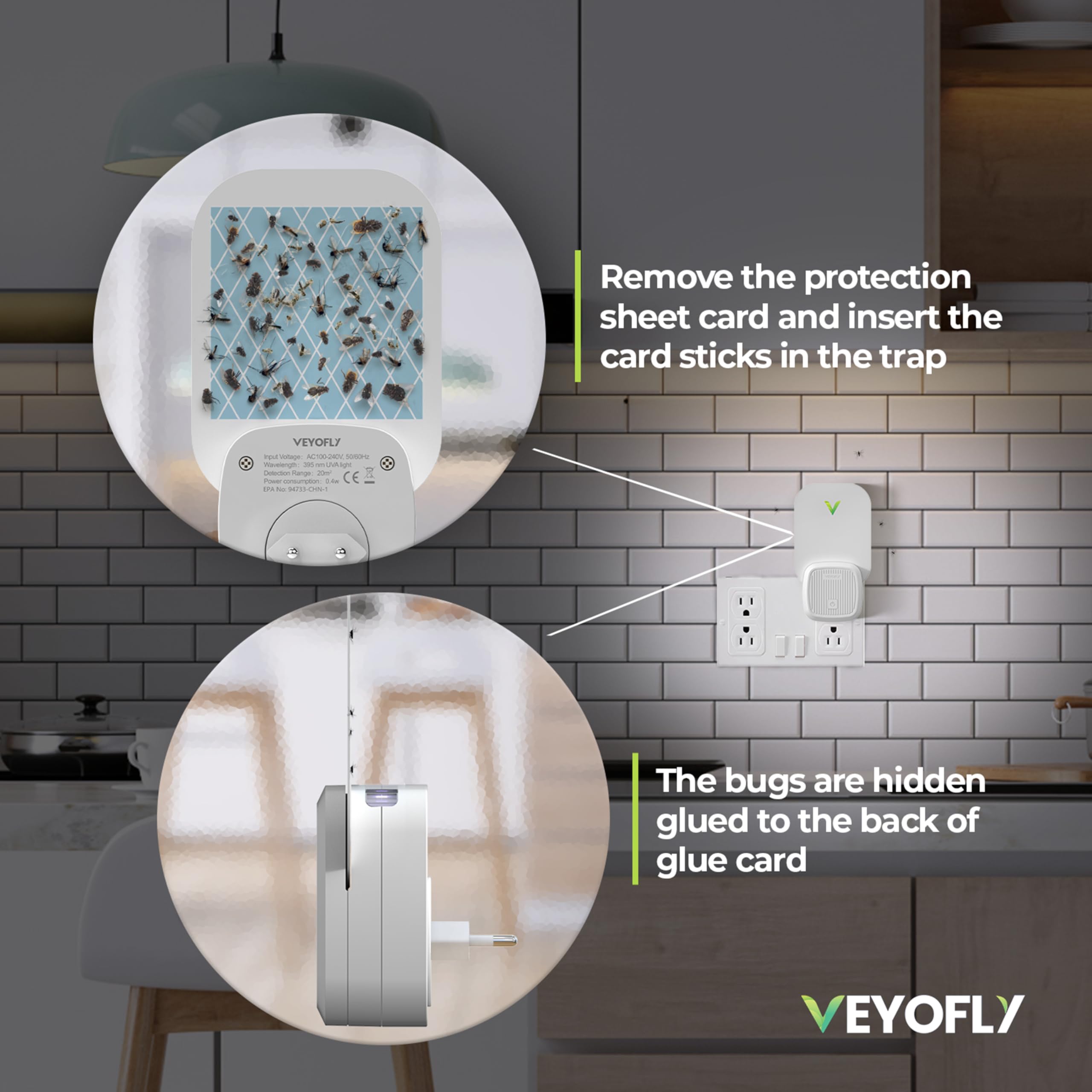 VEYOFLY recarga en cocina, control limpio de moscas de fruta