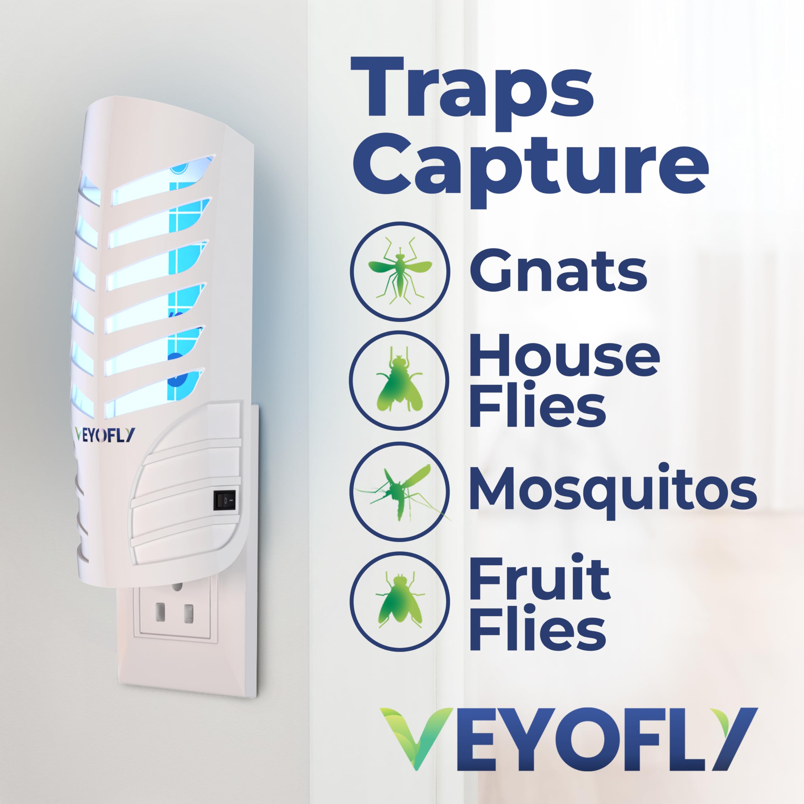 VEYOFLY tarjeta pegajosa en primer plano reteniendo insectos eficazmente