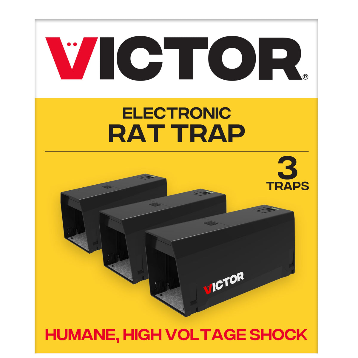 Victor trampa electrónica frontal mostrando carcasa segura y beneficio higiénico
