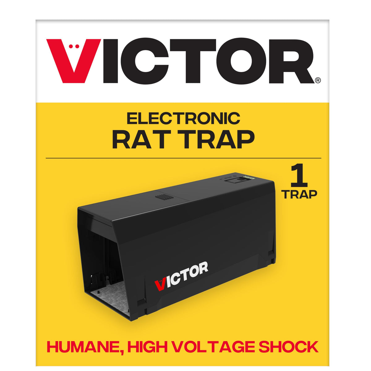 Victor trampa electrónica frontal mostrando diseño compacto y beneficio de discreción