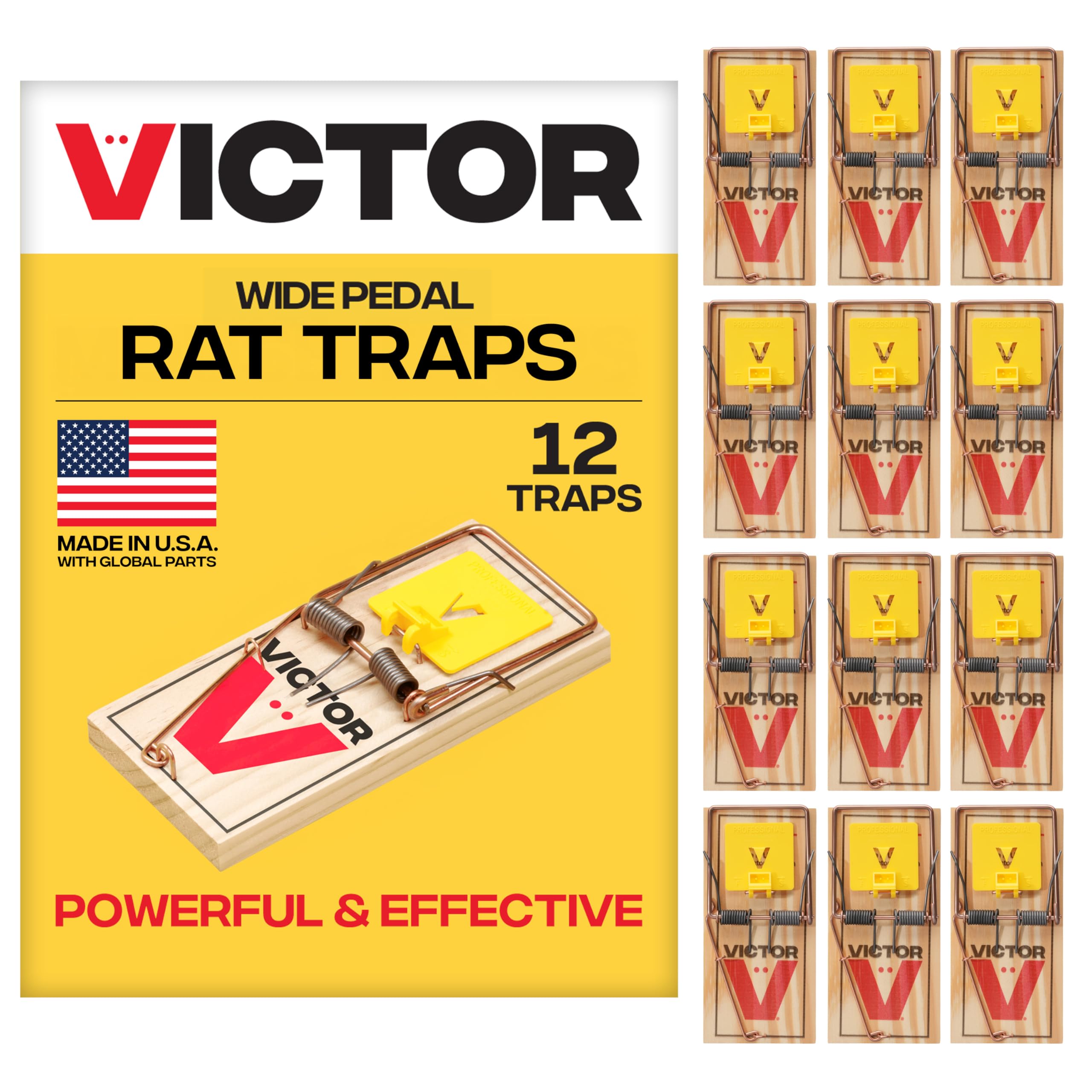 Victor — paquete frontal de 12 trampas listo para uso y almacenamiento seguro