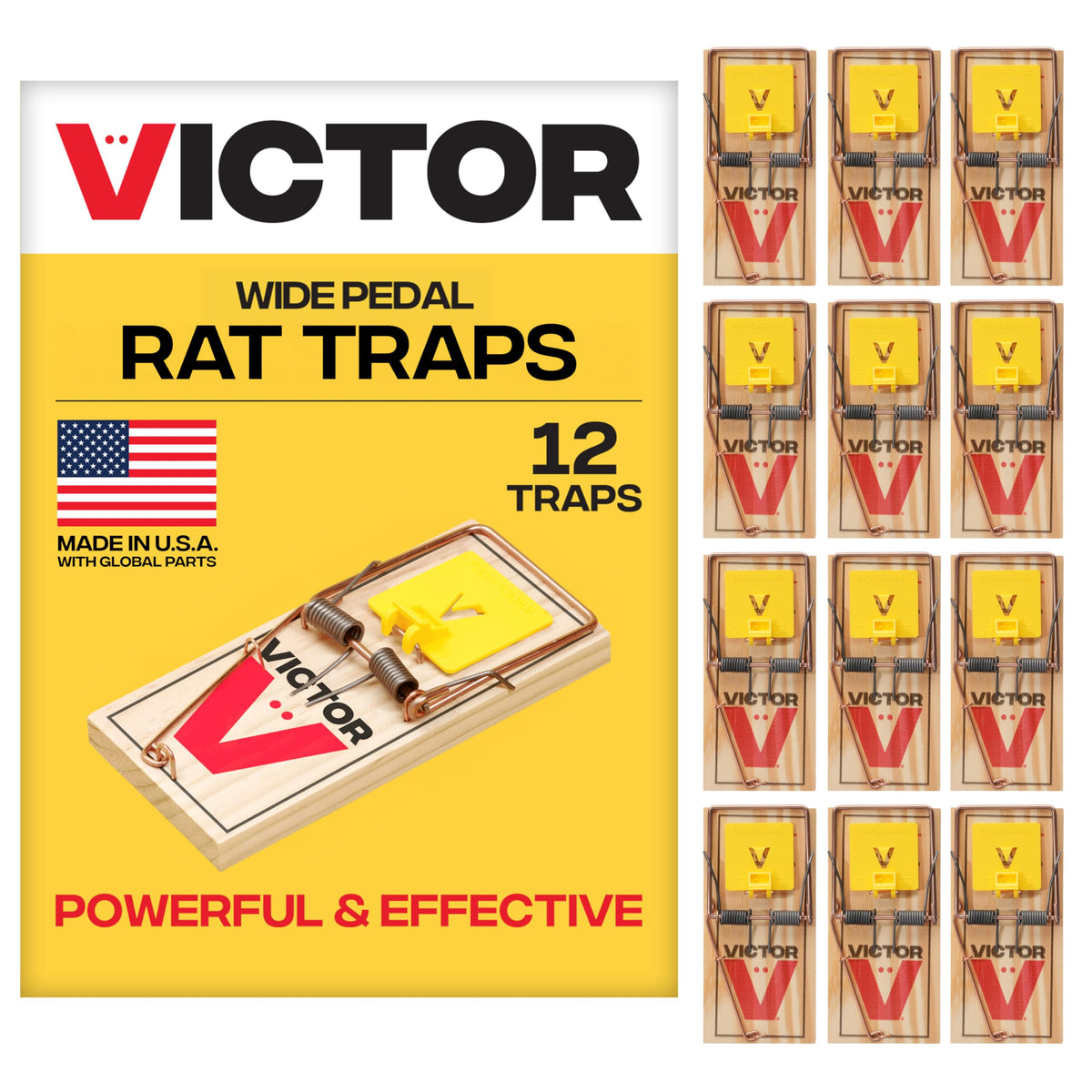 Victor — paquete frontal de 12 trampas listo para uso y almacenamiento seguro