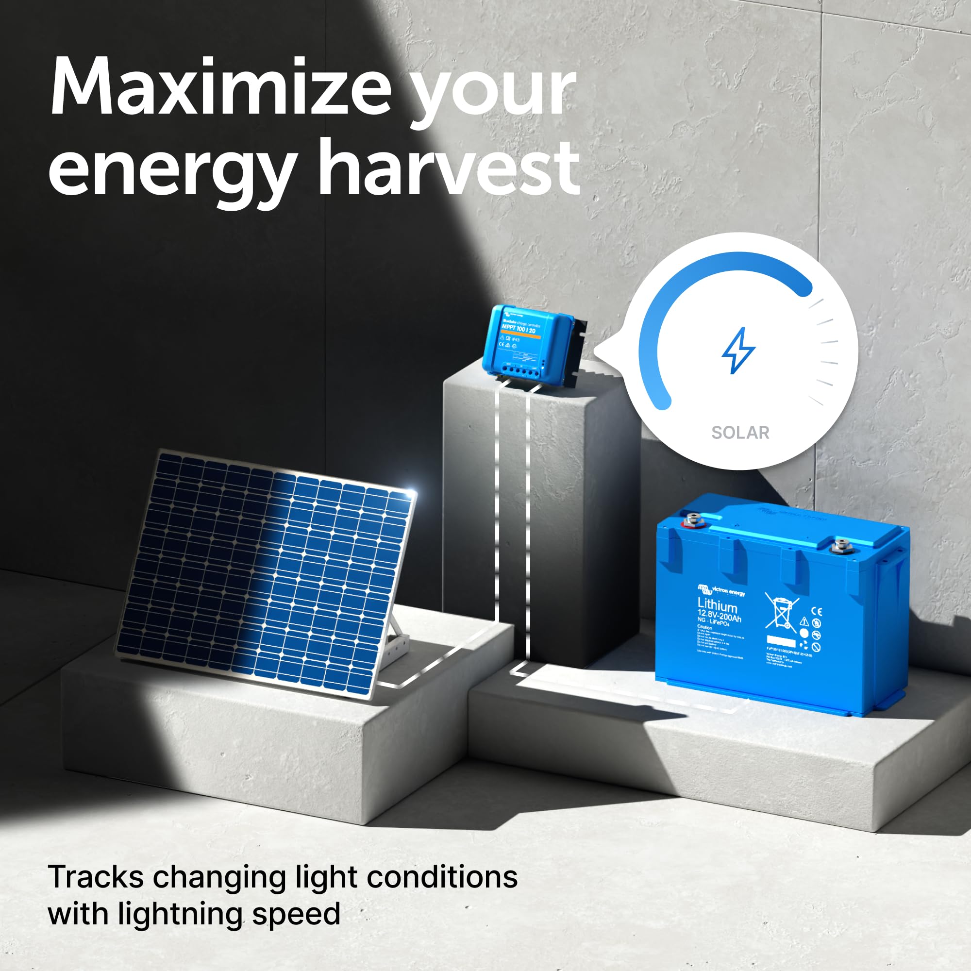 Victron Energy BlueSolar instalado en hogar demostrando captura solar confiable para viviendas