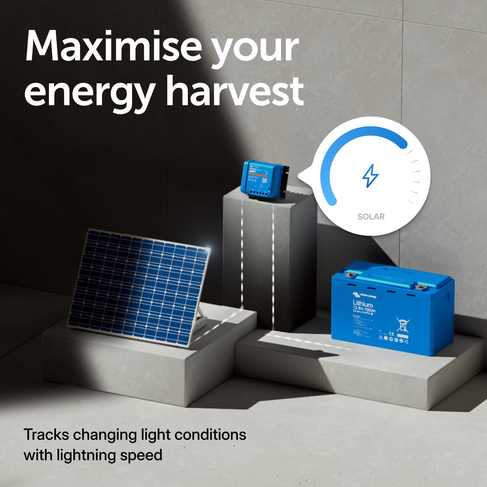 Victron Energy montaje en riel mostrando escala y facilidad de instalación