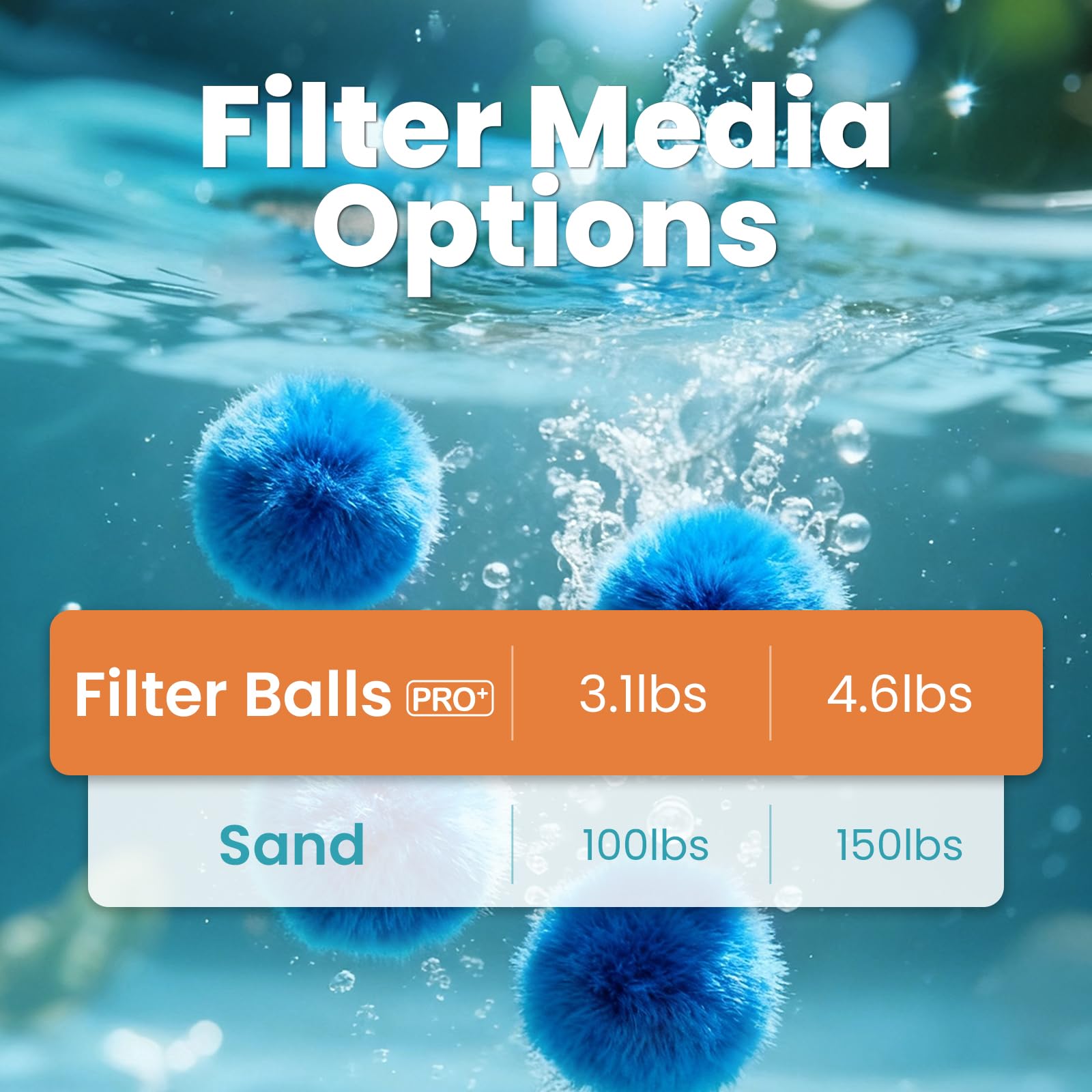 Bolas Vidapool y accesorios a punto de instalar, solución completa