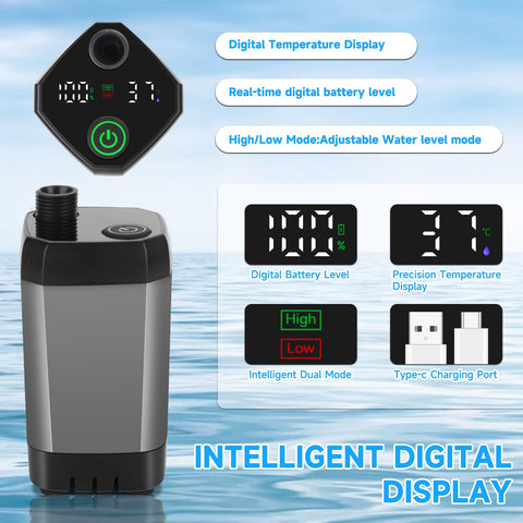 vignuto pantalla LED visible con temperatura y nivel de batería