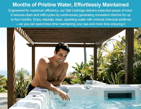 Virellionixis cartucho instalado en spa, agua más suave y mantenimiento simplificado