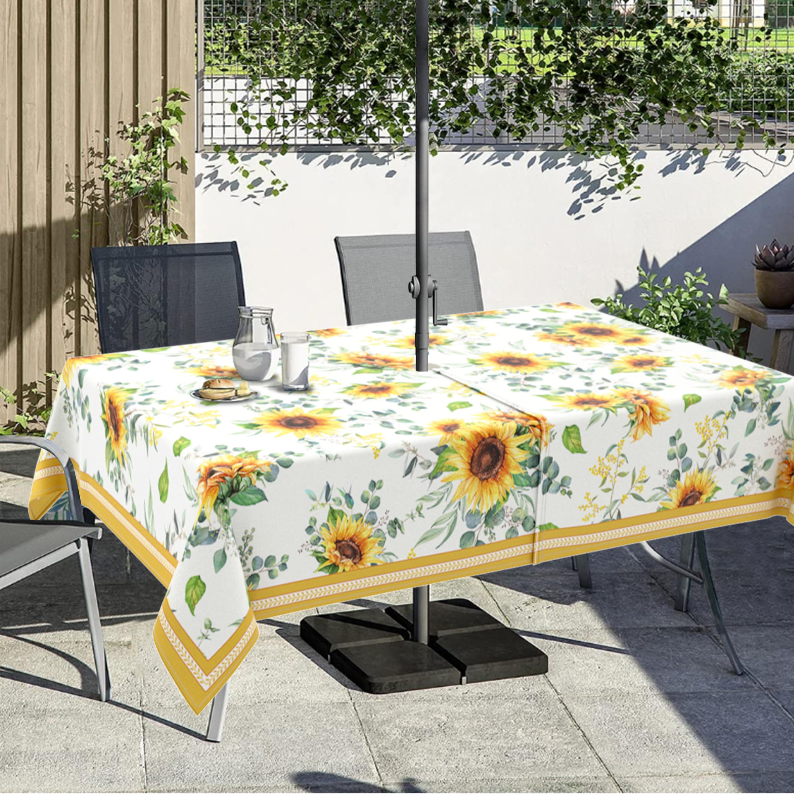 Virtumob ambiente de fiesta al aire libre con mantel decorativo