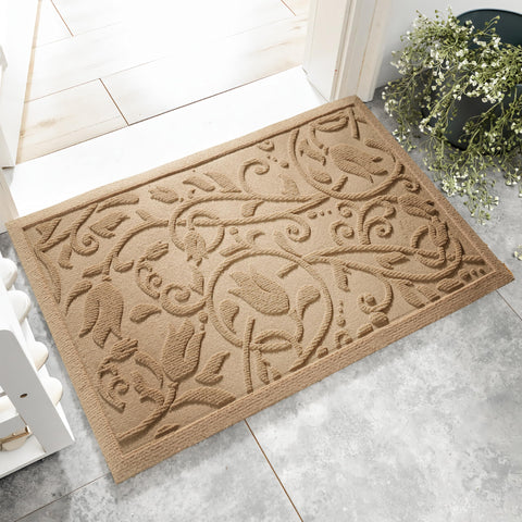 VivaNest felpudo frontal con diseño boho beige y bienvenida distintiva