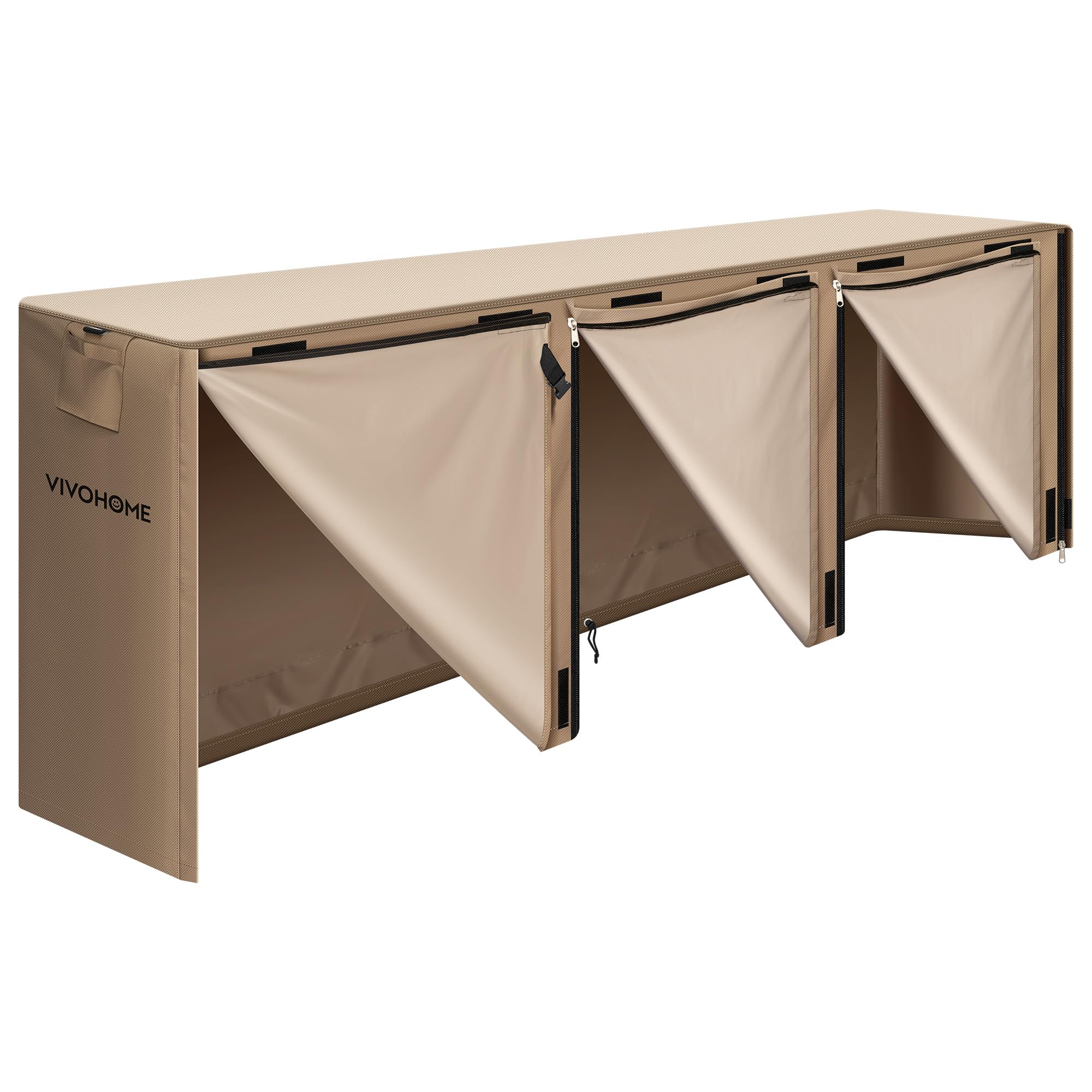 VIVOHOME vista frontal de la funda protegiendo la leña, protección duradera