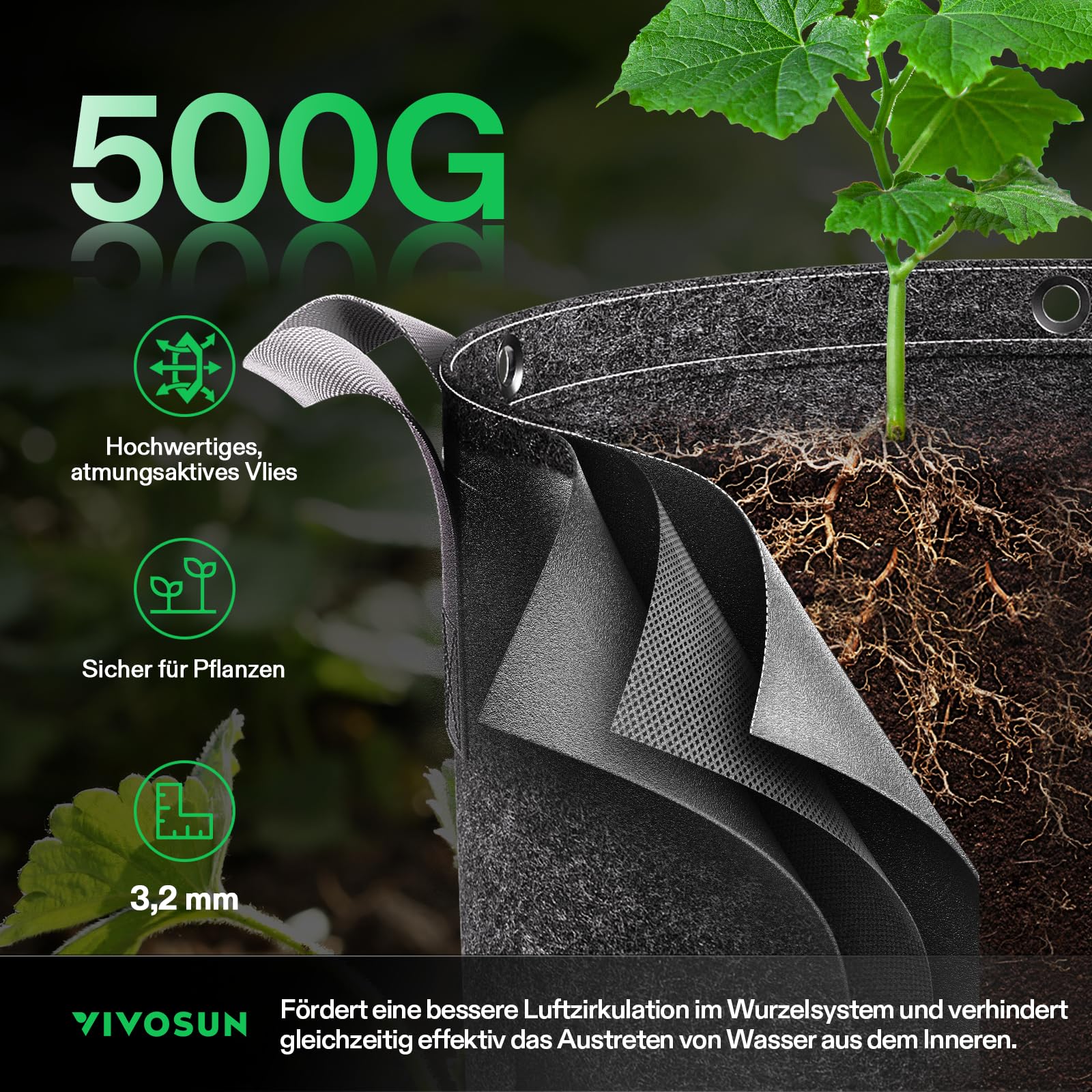 VIVOSUN drenaje del sustrato mostrando menor riesgo de encharque