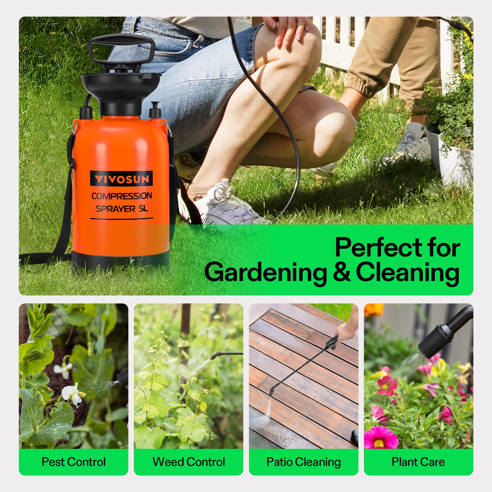 VIVOSUN en jardín estilo lifestyle mostrando uso práctico y cómodo