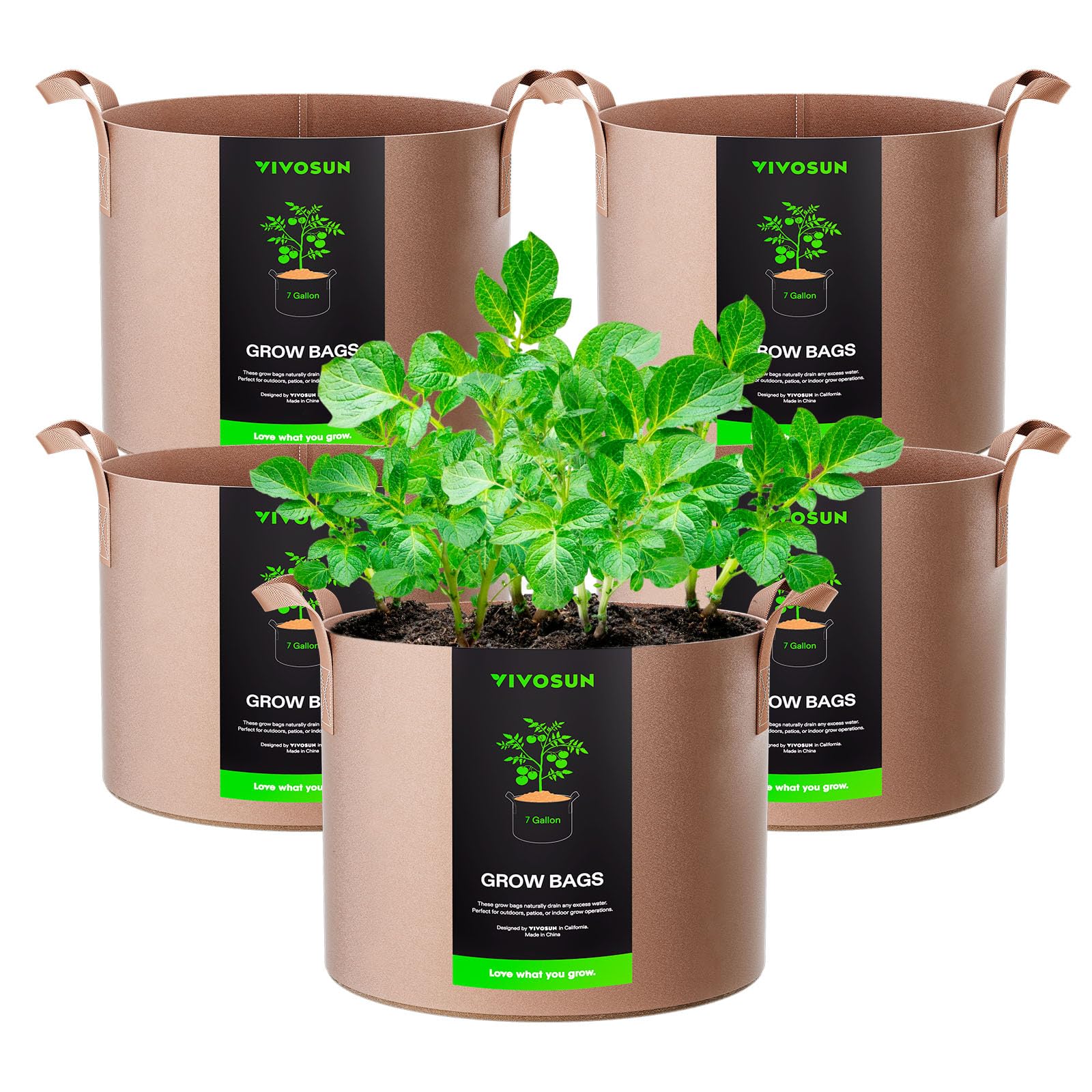 VIVOSUN paquete frontal de 5 bolsas de cultivo, fácil almacenamiento