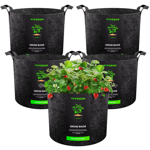VIVOSUN frente paquete 5 bolsas para cultivo resistente y reutilizable