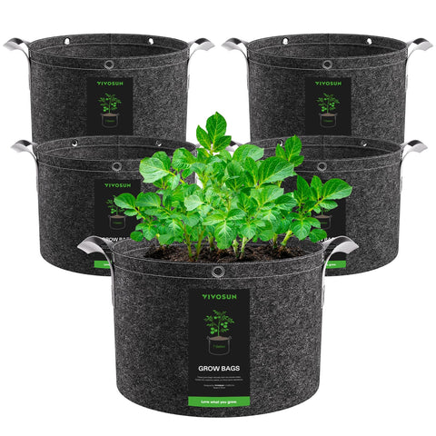 VIVOSUN vista frontal de la bolsa de cultivo 7 galones con cierre y forma estable, movilidad fácil