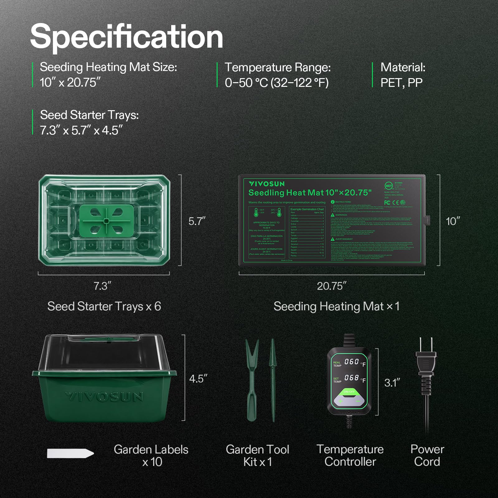 VIVOSUN kit con diferentes semillas plantadas, versatilidad para cultivos variados