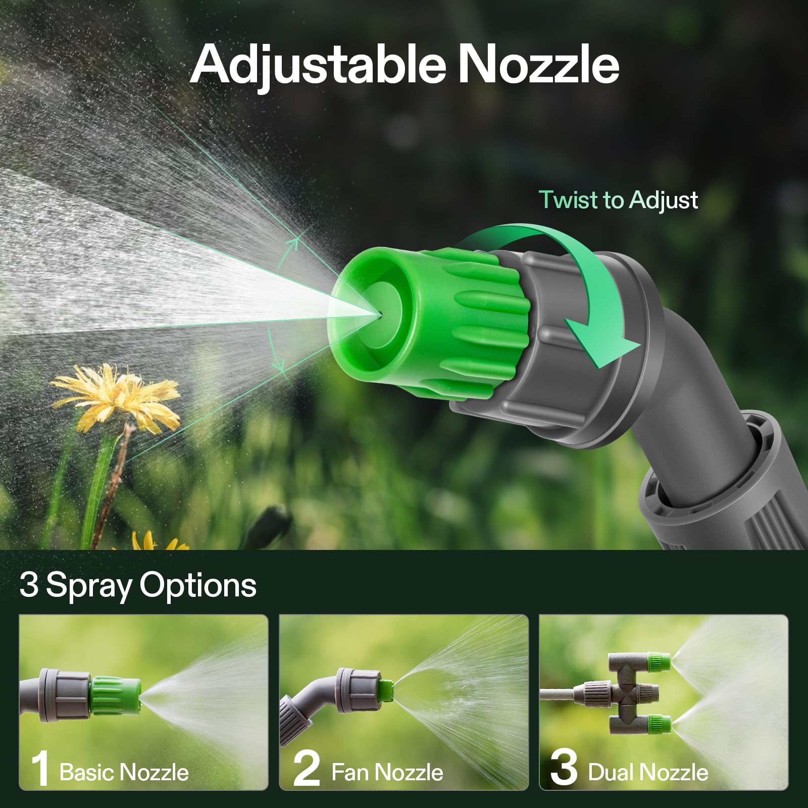 VIVOSUN detalle de boquilla ajustable para controlar chorro y niebla
