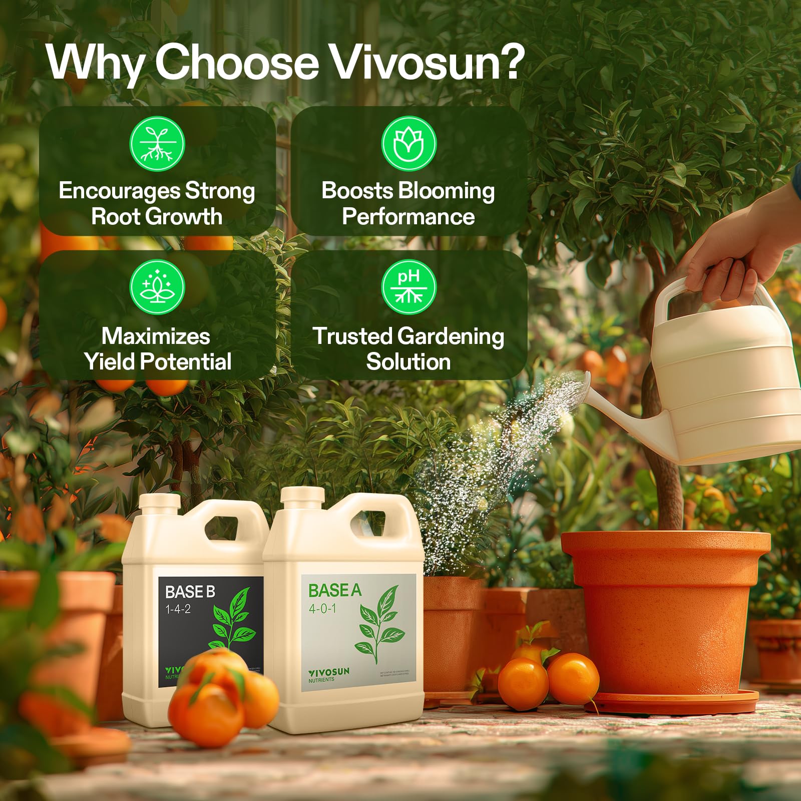 VIVOSUN gota del líquido en primer plano mostrando su solubilidad y textura homogénea