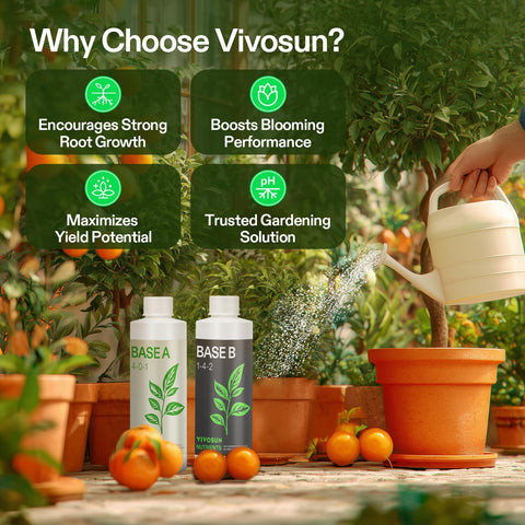 VIVOSUN solución nutritiva diluida mostrando textura homogénea para mejor absorción