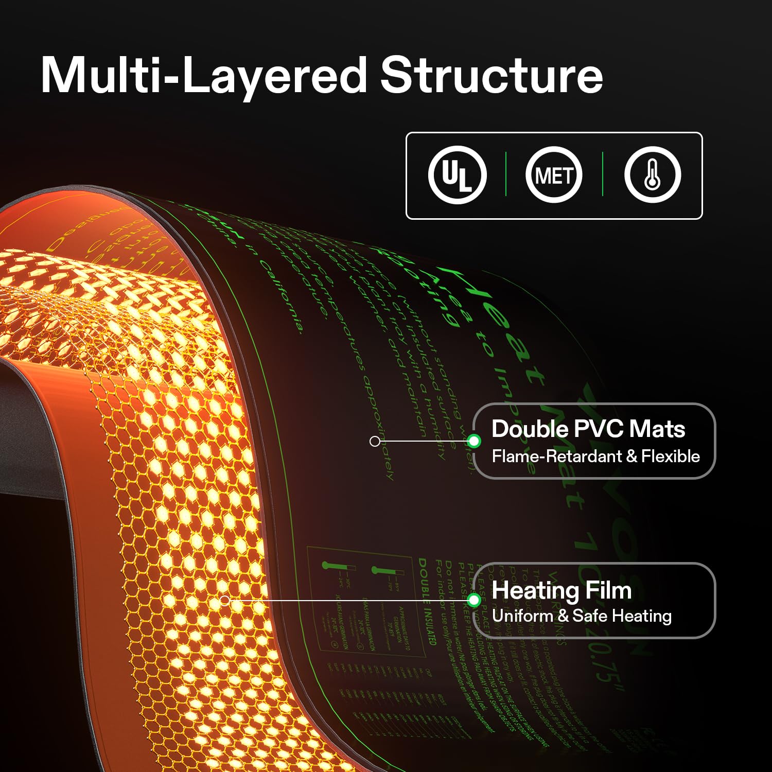 VIVOSUN textura de superficie PVC detalle que evita puntos calientes y es duradera