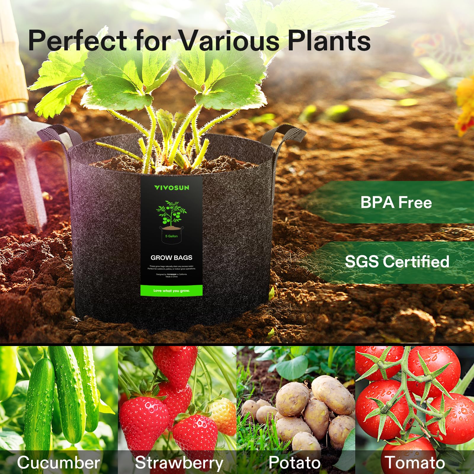 VIVOSUN varias bolsas en huerto urbano, solución múltiple para cultivo