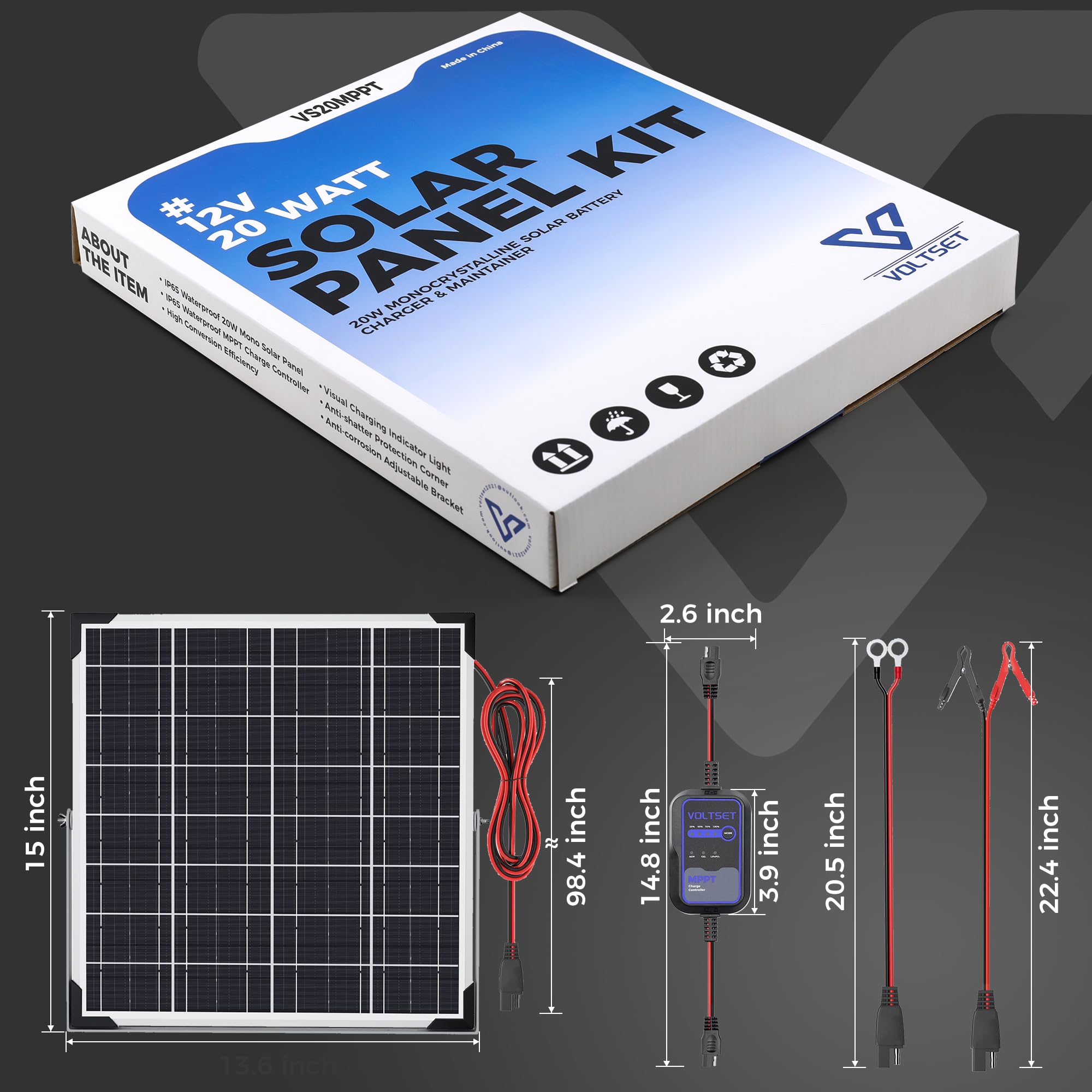 Voltset panel en caravana suministrando energía durante camping