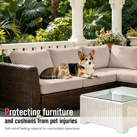 Vorshape fundas en uso en sofá de patio, protección y estilo